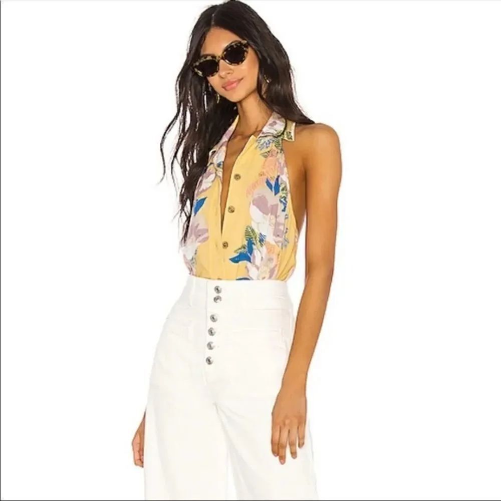 Free People Offshore Bodysuit in Yellow Combo